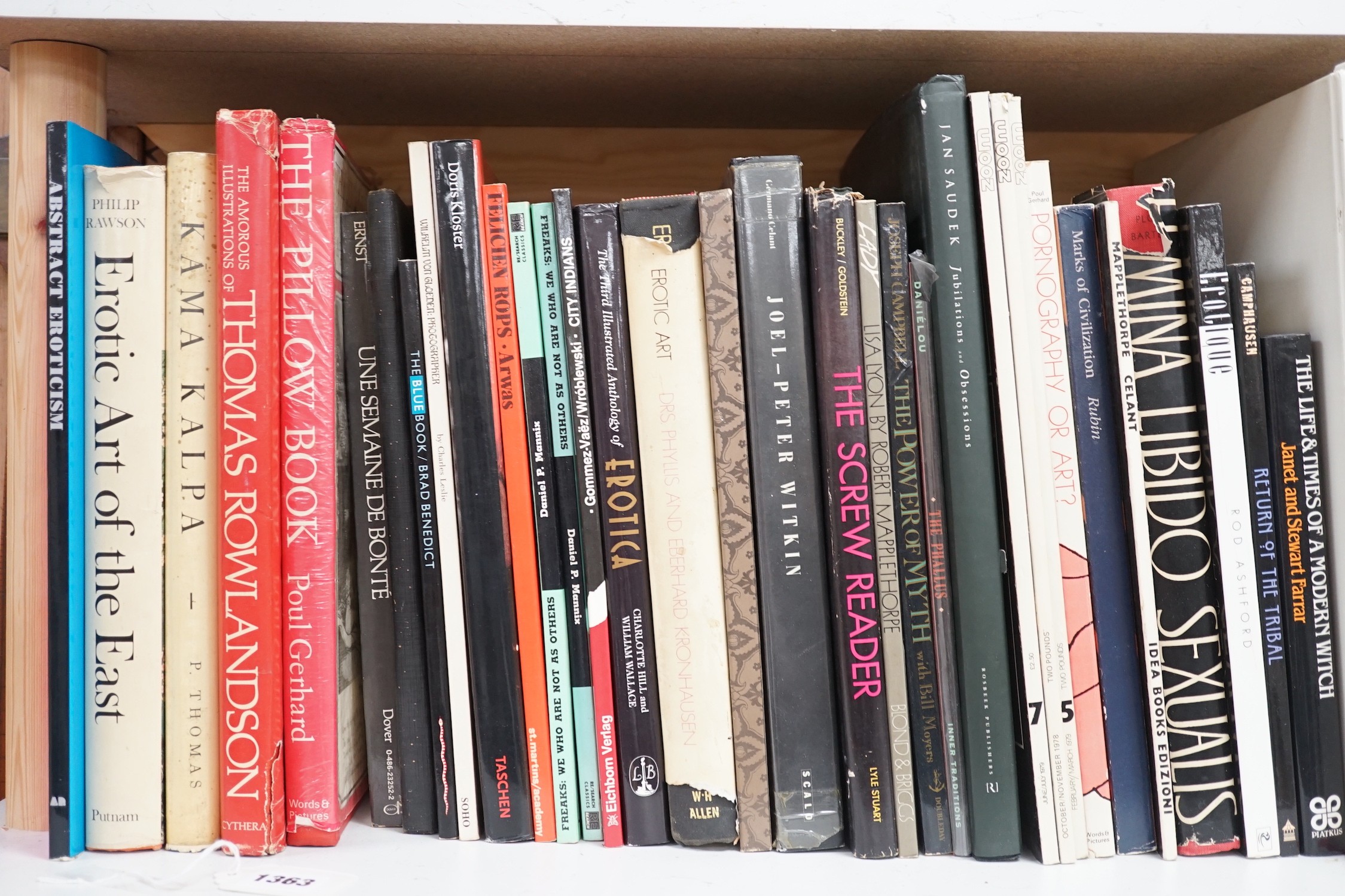 A collection of forty-one 20th Century titles relating to Erotica;, Kearton, N., ‘Abstract Erotiscm, Touch Me’, 1996, paperback; Ernst, M., ‘Une Semaine de Bonté’, 1976, paperback; Thomas, P., ‘Kama Kalpa, the Hindu Ritu